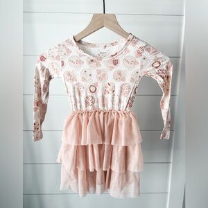 Pink Patterned Kids Casual Dress